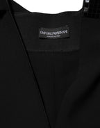 Emporio Armani Black Sheer Sleeve Belted V-Neck Mini Dress