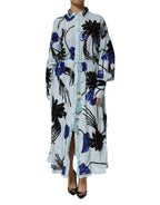 Christian Pellizzari Blue Sequin Embellished Shirt Maxi Dress
