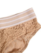 Dolce & Gabbana Beige Lace Brasiliano Briefs Logo Waistband Underwear