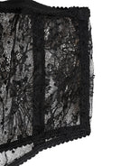 Dolce & Gabbana Black Lace Polka Dot Mesh High Waist Underwear
