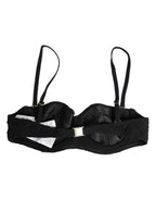 Dolce & Gabbana Black Polyester Embroidered Underwire Bra Underwear