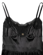 Dolce & Gabbana Black Silk Blend Lace Trim Sleeveless Mini Dress