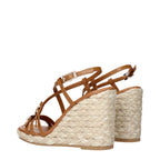 Stuart Weitzman Brown Leather Wedge Sandals
