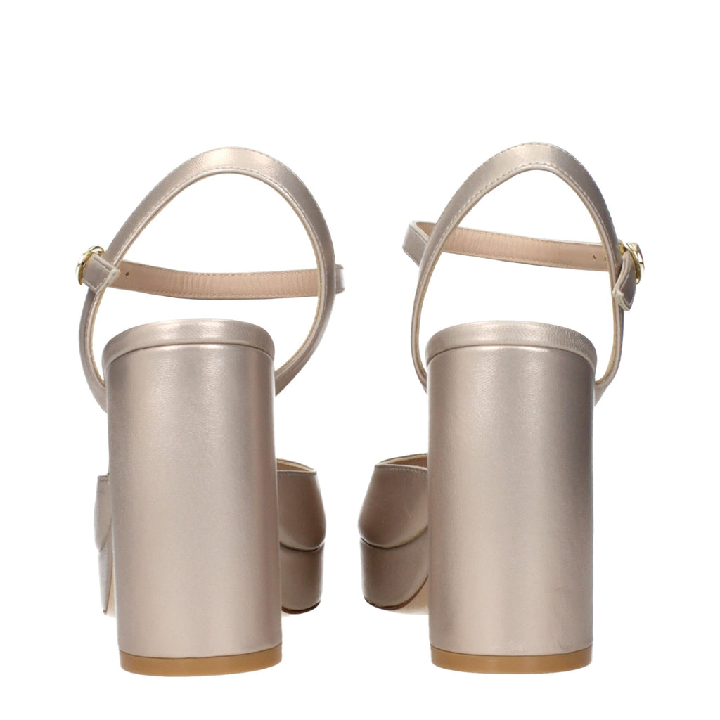 Stuart Weitzman Beige Leather Platform Sandals