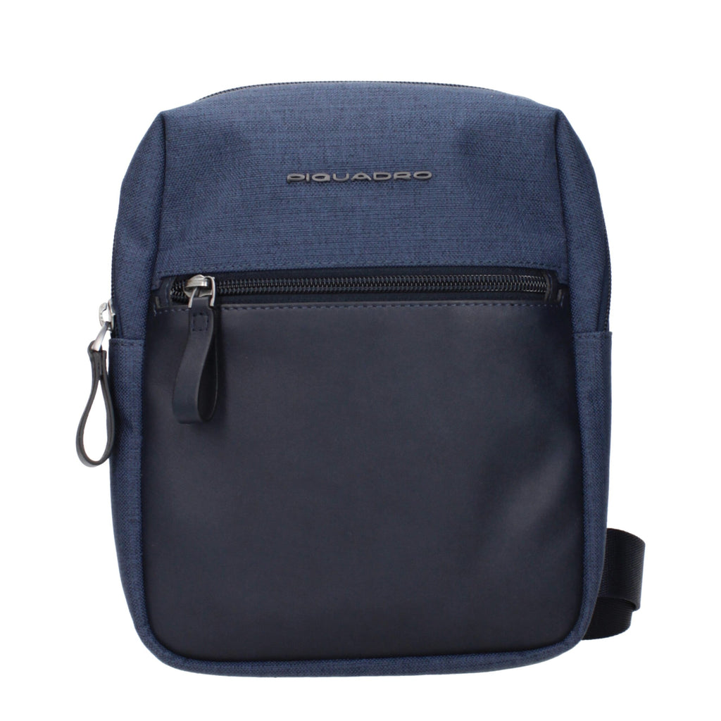 Piquadro Blue Fabric Crossbody Bag