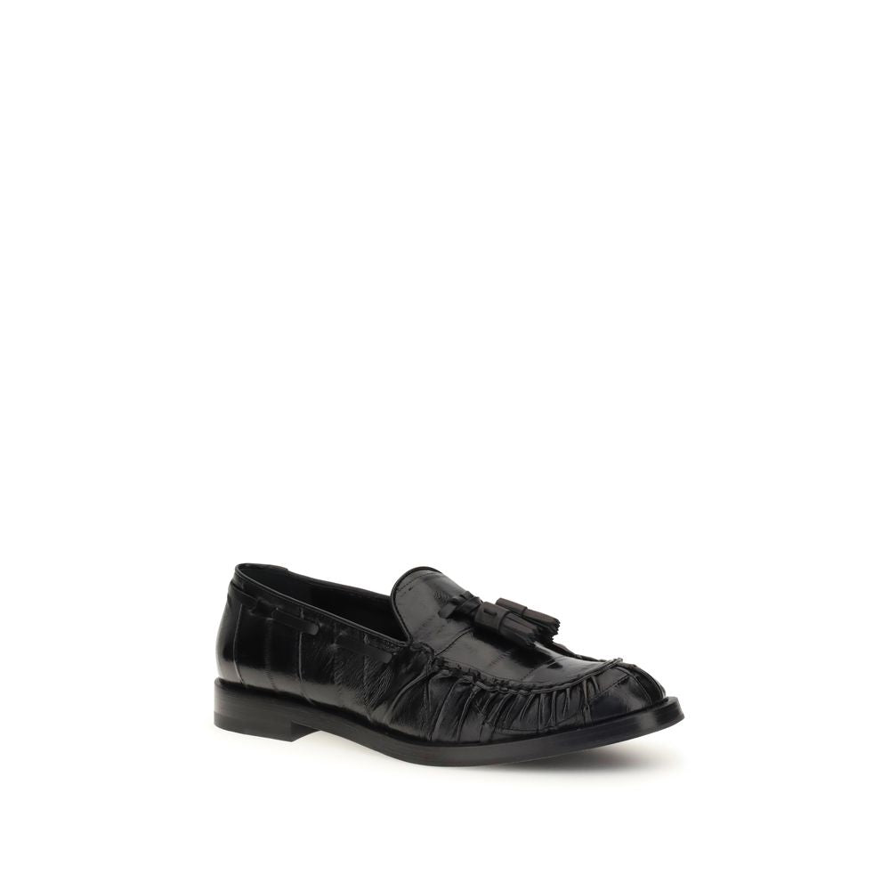 Fratelli Rossetti Black Leather Slip-On Loafers