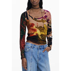 Desigual Marrone Viscosa Women T-Shirt