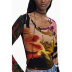 Desigual Marrone Viscosa Women T-Shirt