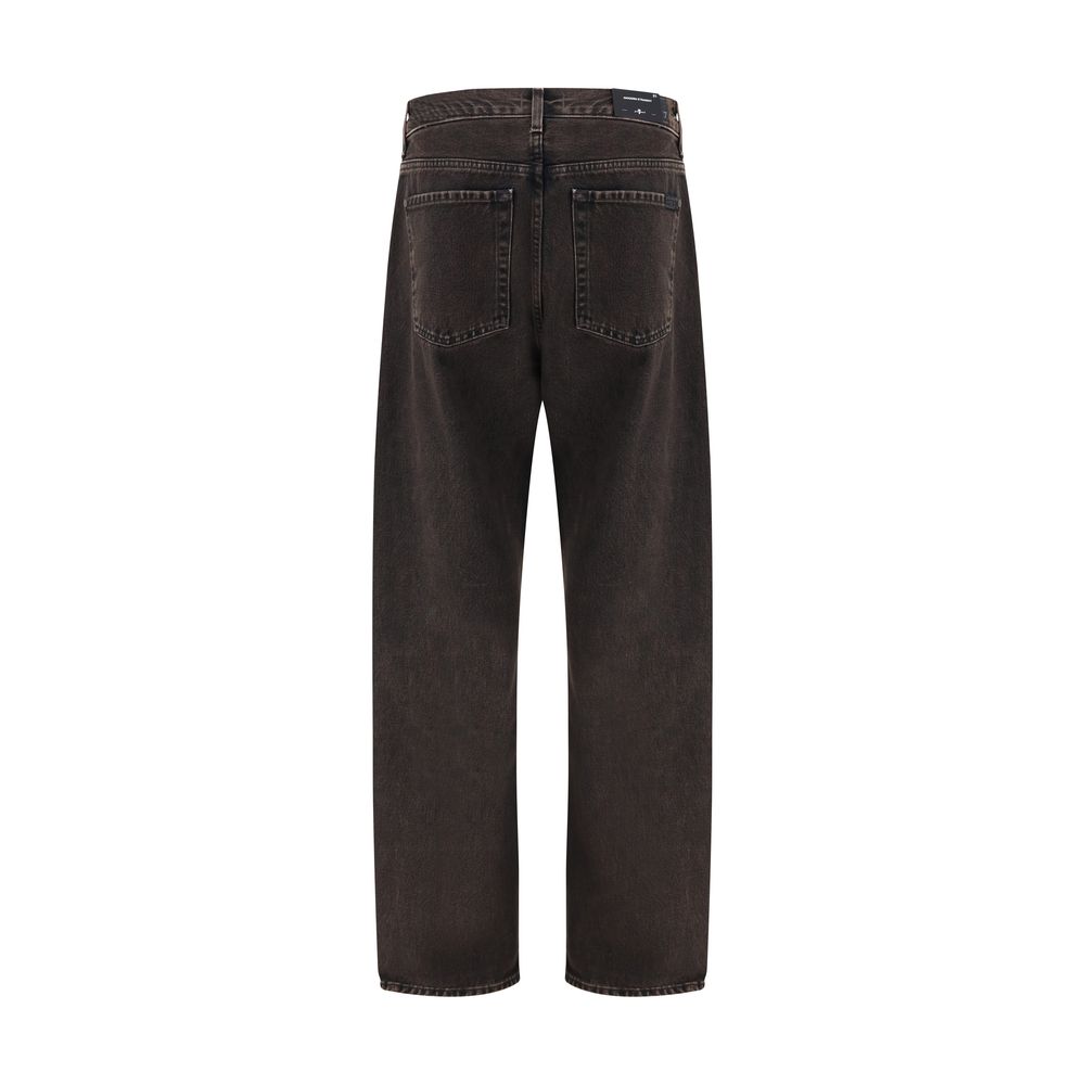 7FOR Black Cotton Straight-Leg Jeans