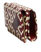 Dolce & Gabbana Burgundy Logo Print Calf Leather French Flap Card Holder Wallet