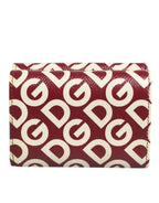 Dolce & Gabbana Burgundy Logo Print Calf Leather French Flap Card Holder Wallet