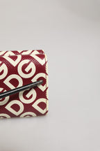Dolce & Gabbana Burgundy Logo Print Calf Leather French Flap Card Holder Wallet
