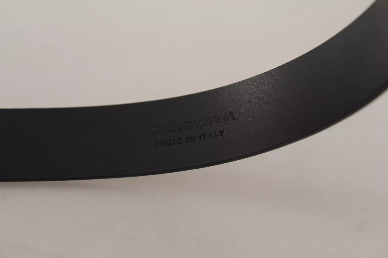 Dolce & Gabbana Calf Leather Silver Tone Black Metal Buckle Belt