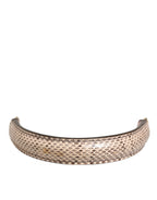 Dolce & Gabbana Beige Brown Snakeskin Leather Gold Ring Shoulder Strap
