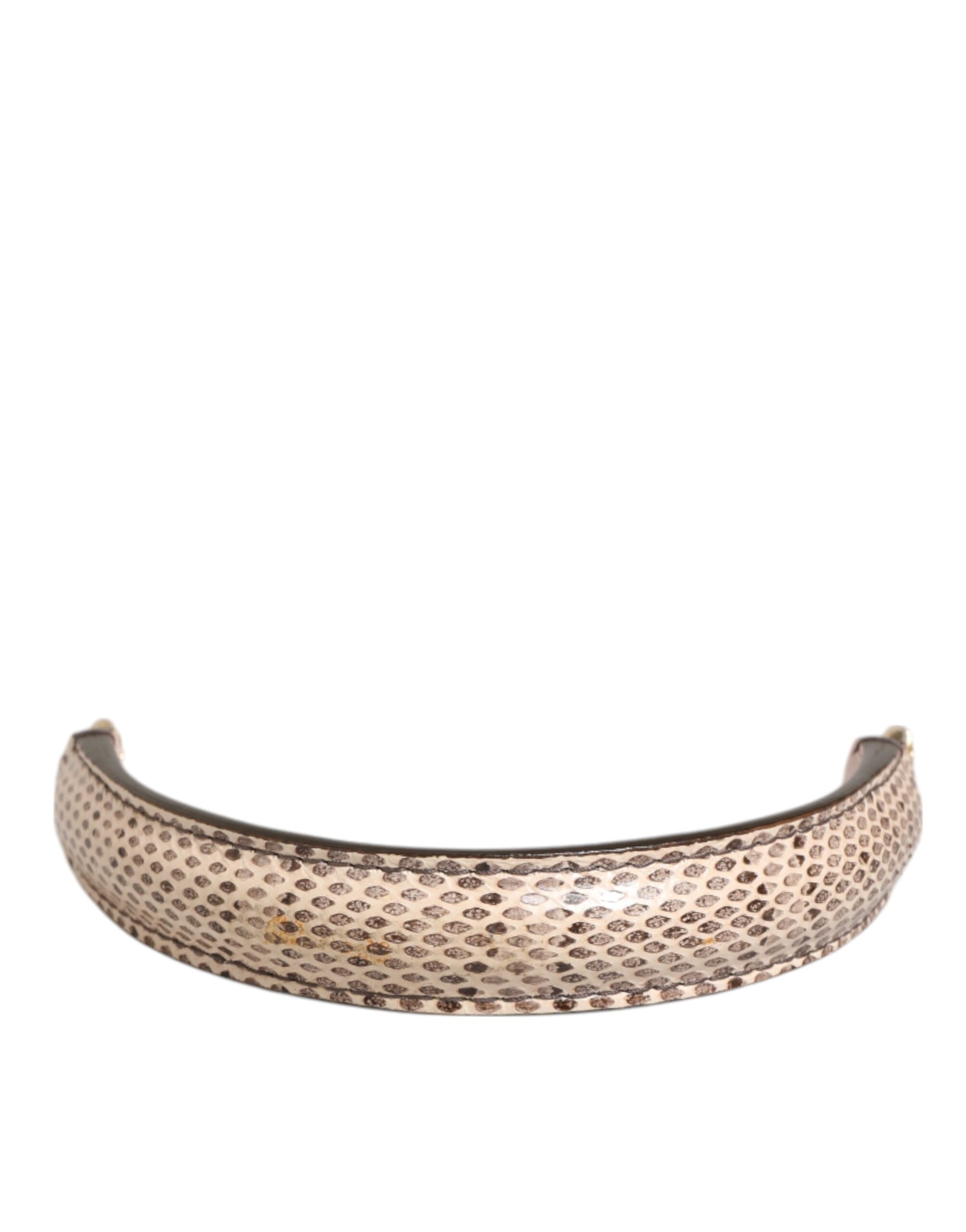 Dolce & Gabbana Beige Brown Snakeskin Leather Gold Ring Shoulder Strap