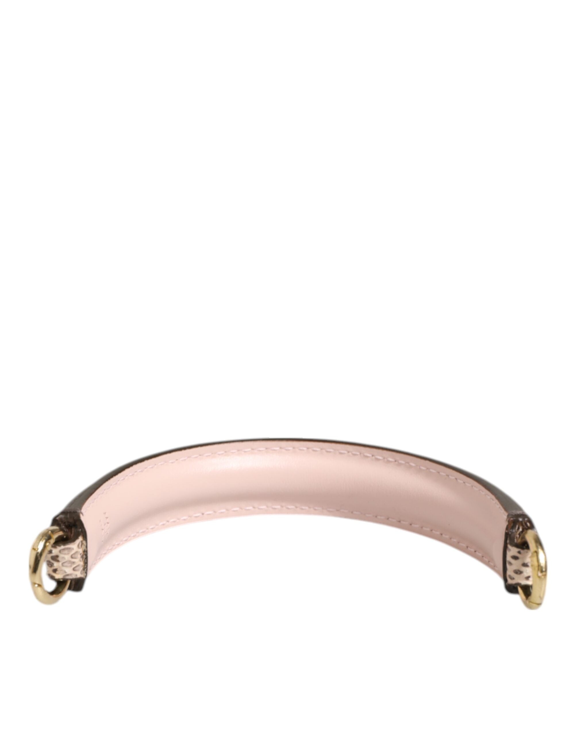 Dolce & Gabbana Beige Brown Snakeskin Leather Gold Ring Shoulder Strap
