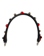 Dolce & Gabbana Black Embellished Leather Bag Handle Women Shoulder Strap