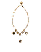 Dolce & Gabbana Gold Crystal Clock Face Pendant Statement Jewelry Necklace