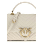 PINKO White Calf Leather Bos Taurus Handbag