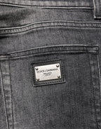 Dolce & Gabbana Black Gray Wash Slim Fit Straight Leg Denim Jeans