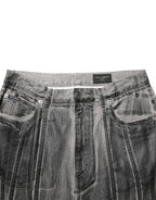 Dolce & Gabbana Black Grey Graphic Print Denim Pants Jeans
