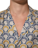 Dolce & Gabbana Cream Cotton Silk Hawaii Scallop Shell Print Shirt