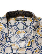Dolce & Gabbana Cream Cotton Silk Hawaii Scallop Shell Print Shirt