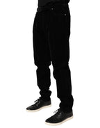 Dolce & Gabbana Black Cotton Slim Fit Denim Trouser Jeans