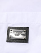 Dolce & Gabbana White Logo Plaque Collared Formal Dress  Shirt