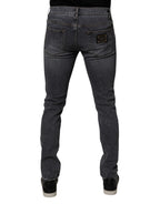 Dolce & Gabbana Dark Gray Cotton Stretch Skinny Denim Jeans