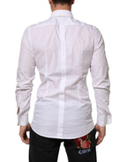 Dolce & Gabbana White Cotton GOLD DGPatch Formal Dress Shirt