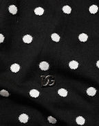 Dolce & Gabbana Black White Stripe Polka V-Neck Pullover Sweater