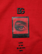 Dolce & Gabbana Red Logo Eye Print Cotton Short Sleeve T-shirt