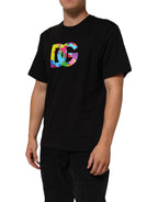 Dolce & Gabbana Black Logo Print Cotton Crew Neck  T-shirt
