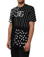 Dolce & Gabbana Black Cotton Polka Dots Round Neck T-shirt