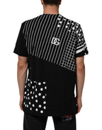 Dolce & Gabbana Black Cotton Polka Dots Round Neck T-shirt
