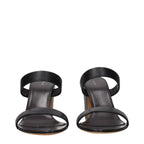 The Row Black Leather Stiletto Heel Sandals