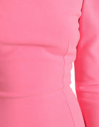 Dolce & Gabbana Pink Polyester Long Sleeves Sheath Midi Dress