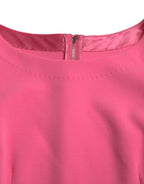 Dolce & Gabbana Pink Polyester Long Sleeves Sheath Midi Dress