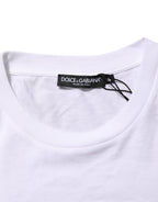 Dolce & Gabbana White Logo Print Cotton Men Crew Neck T-shirt
