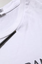 Dolce & Gabbana White Logo Print Cotton Crew Neck T-shirt