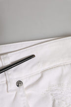 Dolce & Gabbana White Cotton Tattered BOYFRIEND Denim Jeans