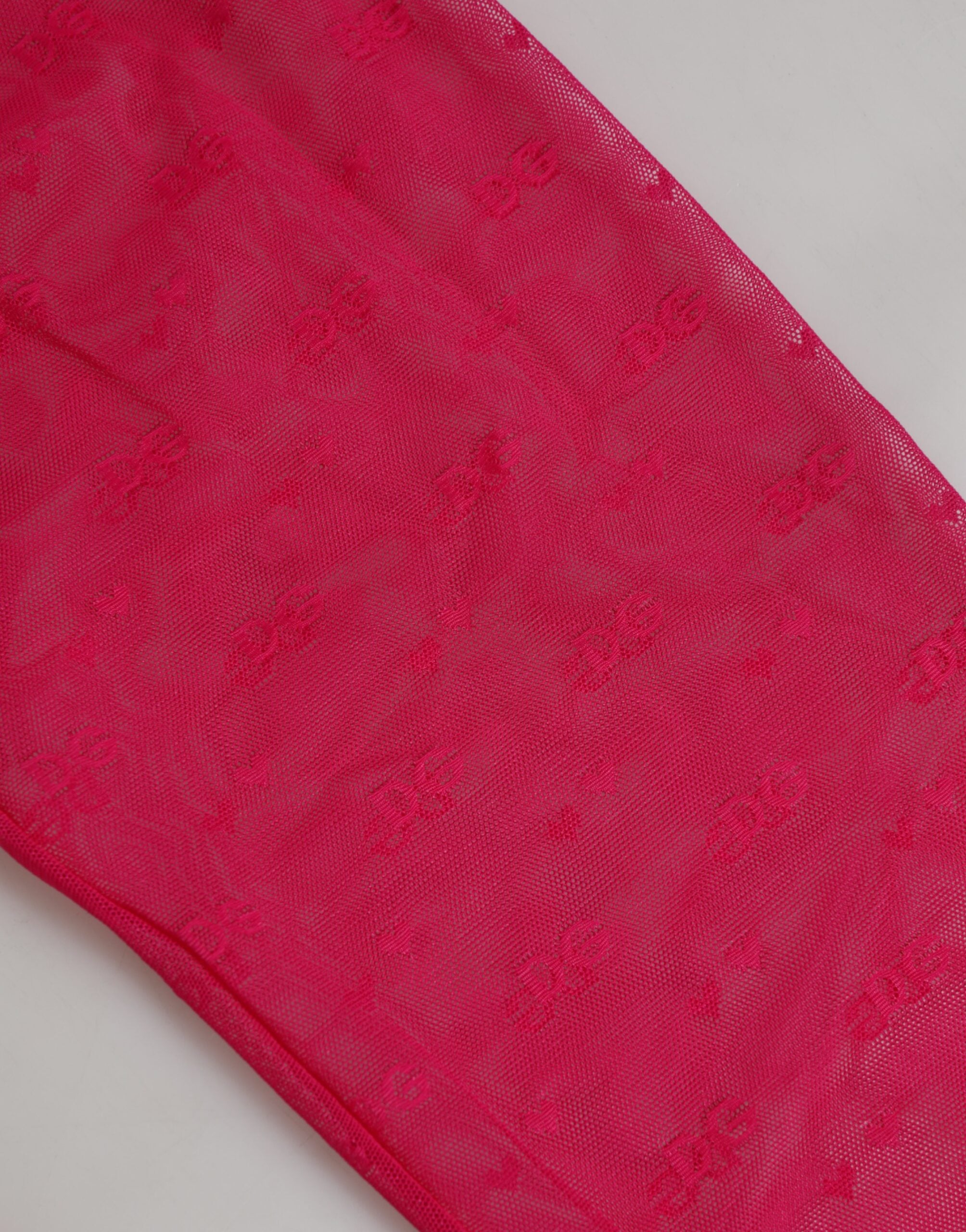 Dolce & Gabbana Fuchsia Nylon Logo Lace Leggings Pants Underwear
