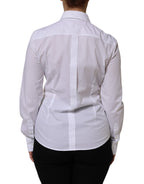 Dolce & Gabbana White Cotton Collared Buttoned Dress Shirt Top