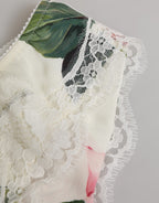 Dolce & Gabbana White Silk Satin Floral Lace Trim Slip Underwear