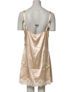 Dolce & Gabbana Nude Chemise Lingerie Silk Blend Lace Trim Dress