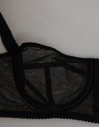 Dolce & Gabbana Black Floral Underwired Balconette Bra Underwear