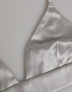Dolce & Gabbana Gray Silk Satin Triangle Soft Cup Bra Underwear