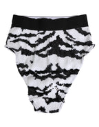 Dolce & Gabbana Black White Sequin High Waist Panty Underwear