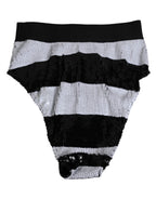 Dolce & Gabbana Black White Sequin High Waist Panty Underwear